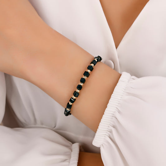 Koyu Zümrüt Yeşili Küp Bileklik