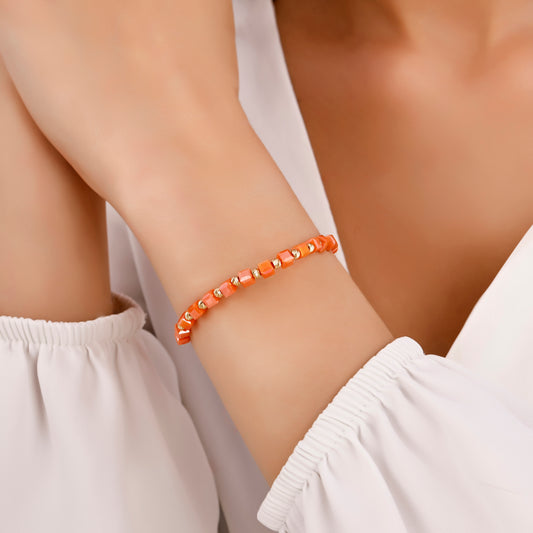 Gün Batımı Mercan Küp Bileklik