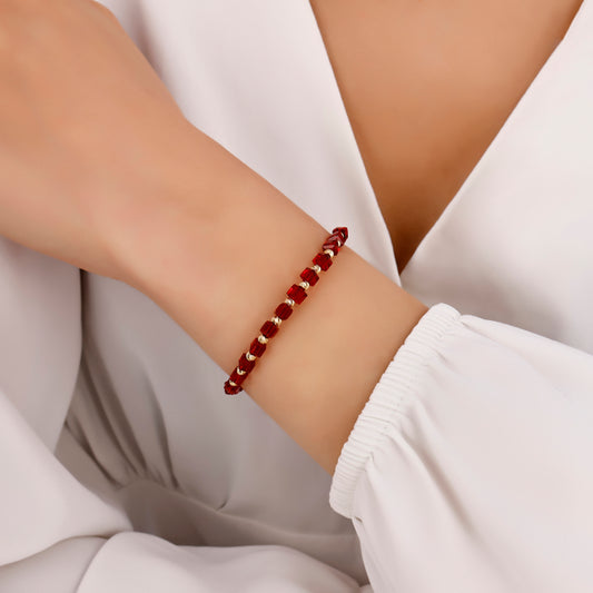 Kristal Kırmızı Küp Bileklik