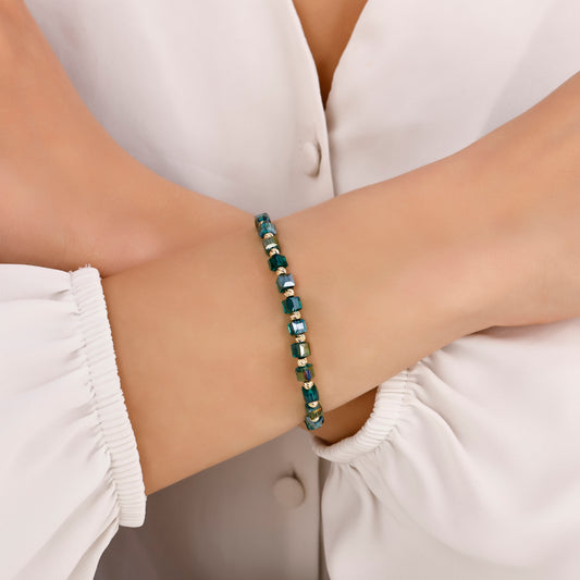 Kristal Zümrüt Küp Bileklik