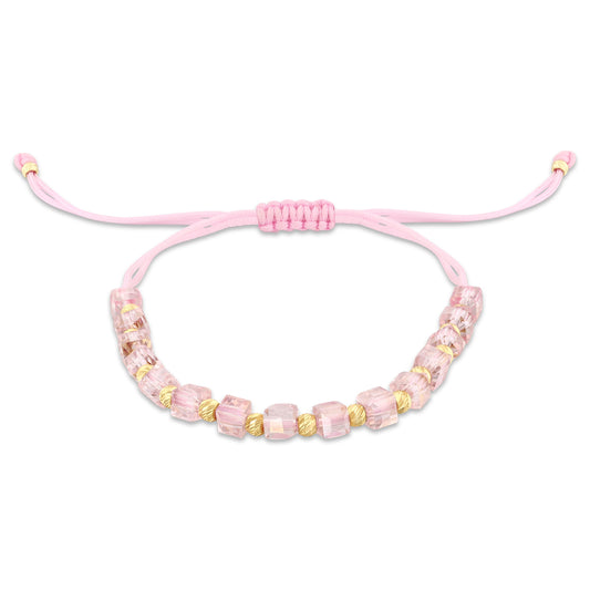 Kristal Pembe Küp Bileklik