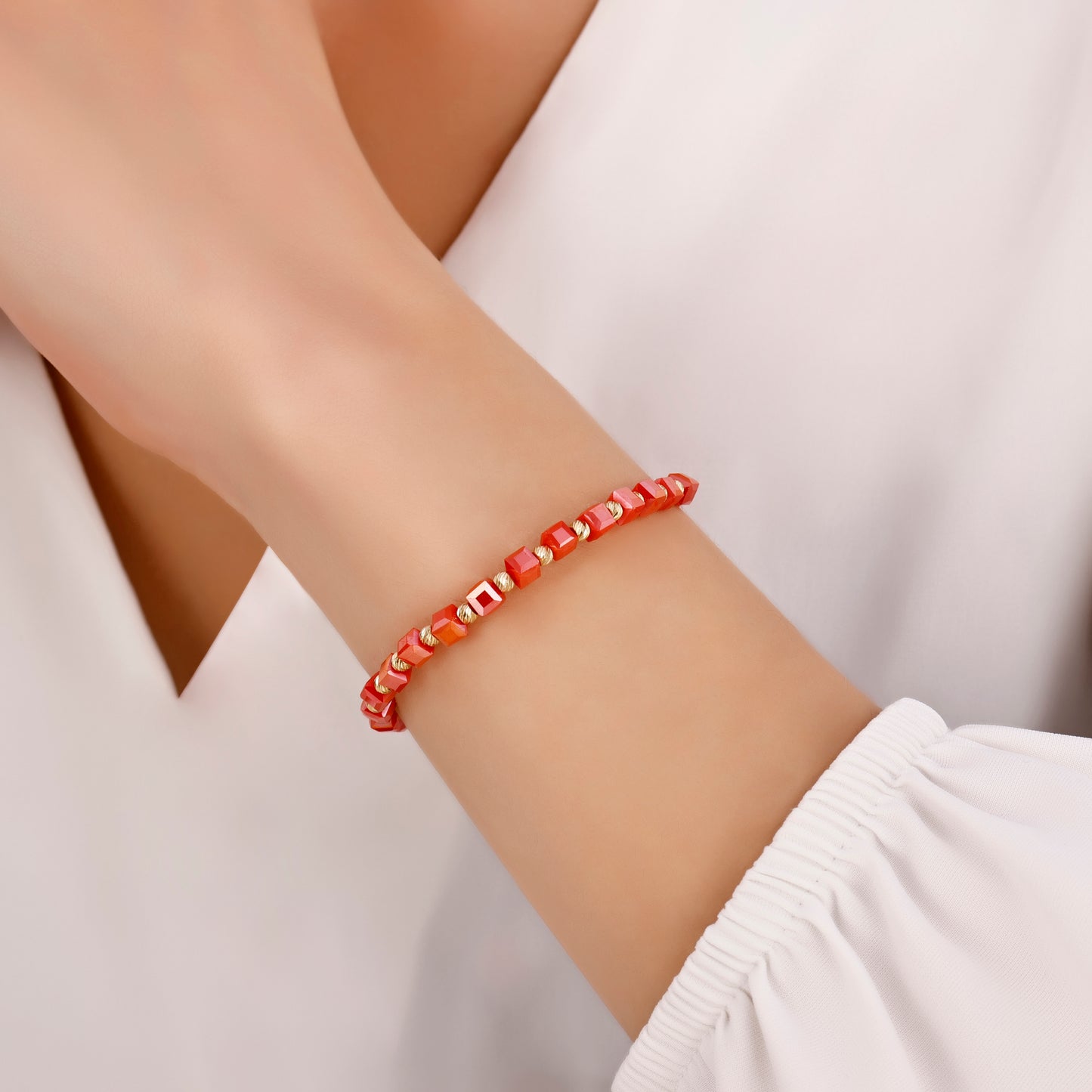 Gül Mercanı Küp Bileklik