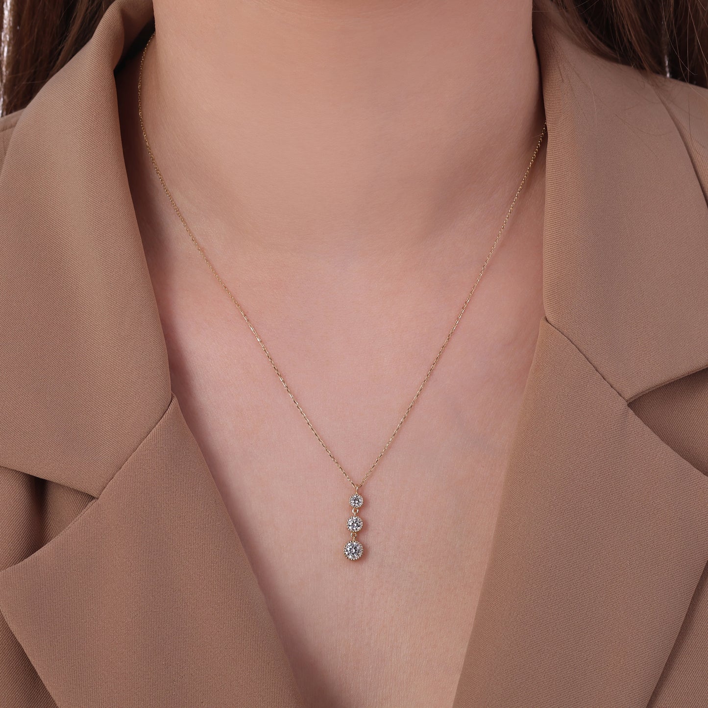 Triple Stone Drop Necklace