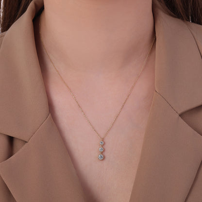 Triple Stone Drop Necklace